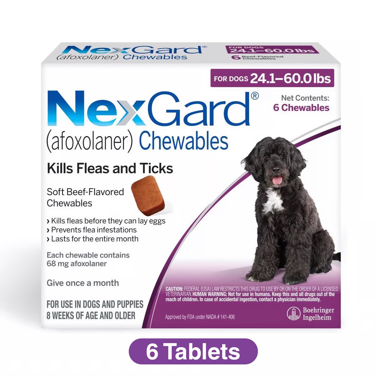 NexGard for Dogs 24.1-60 lbs, 6 Chewables