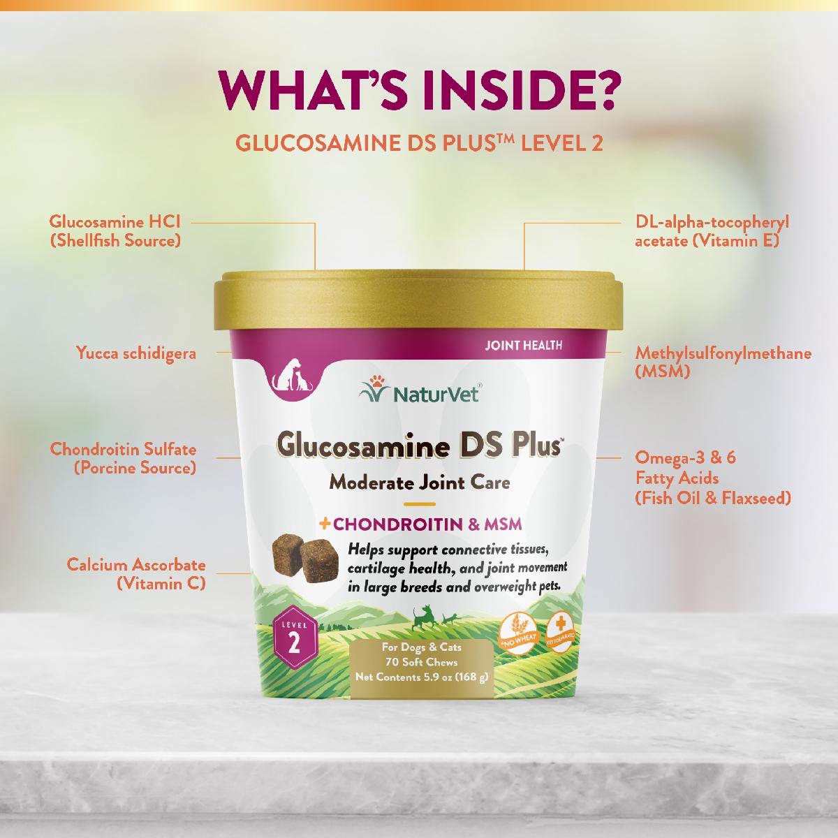 NaturVet Glucosamine DS Plus Level 2, 70 Soft Chews