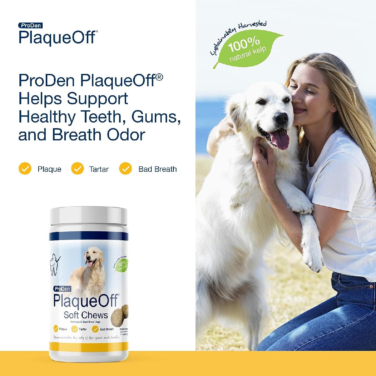 ProDen PlaqueOff Soft Chews with Natural Kelp, for Large Breed Dogs, 45ct