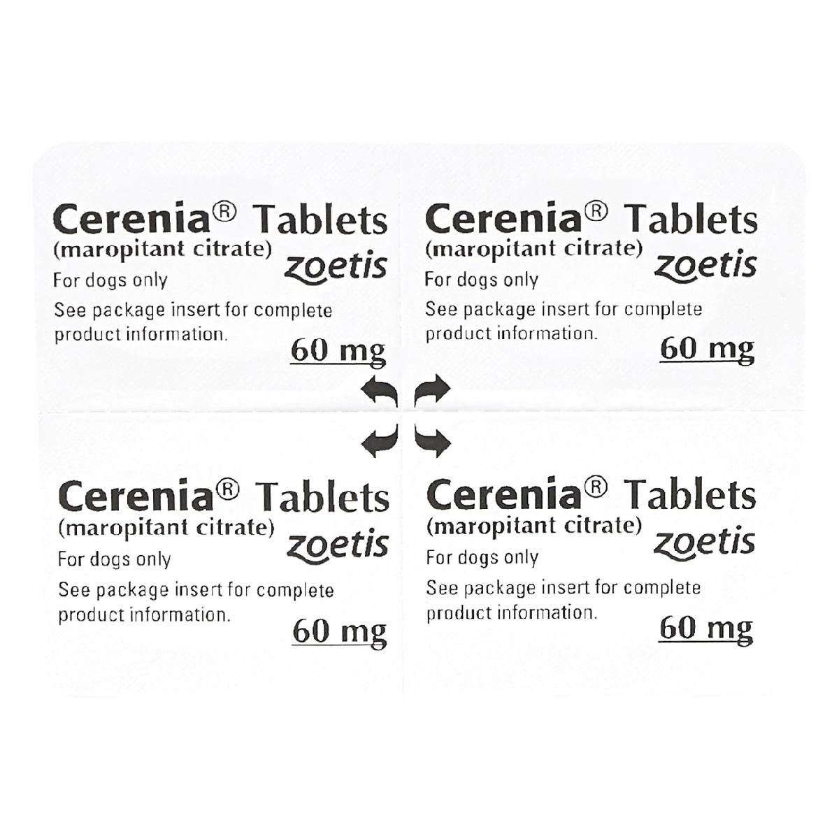 Cerenia (Maropitant Citrate) Tablets for Dogs, 60mg, 4 ct