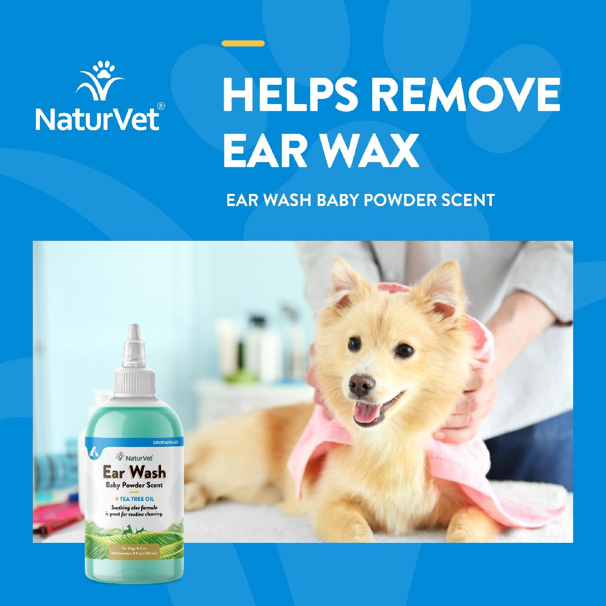 NaturVet Ear Wash with Tea Tree Oil for Dogs and Cats, 8 oz