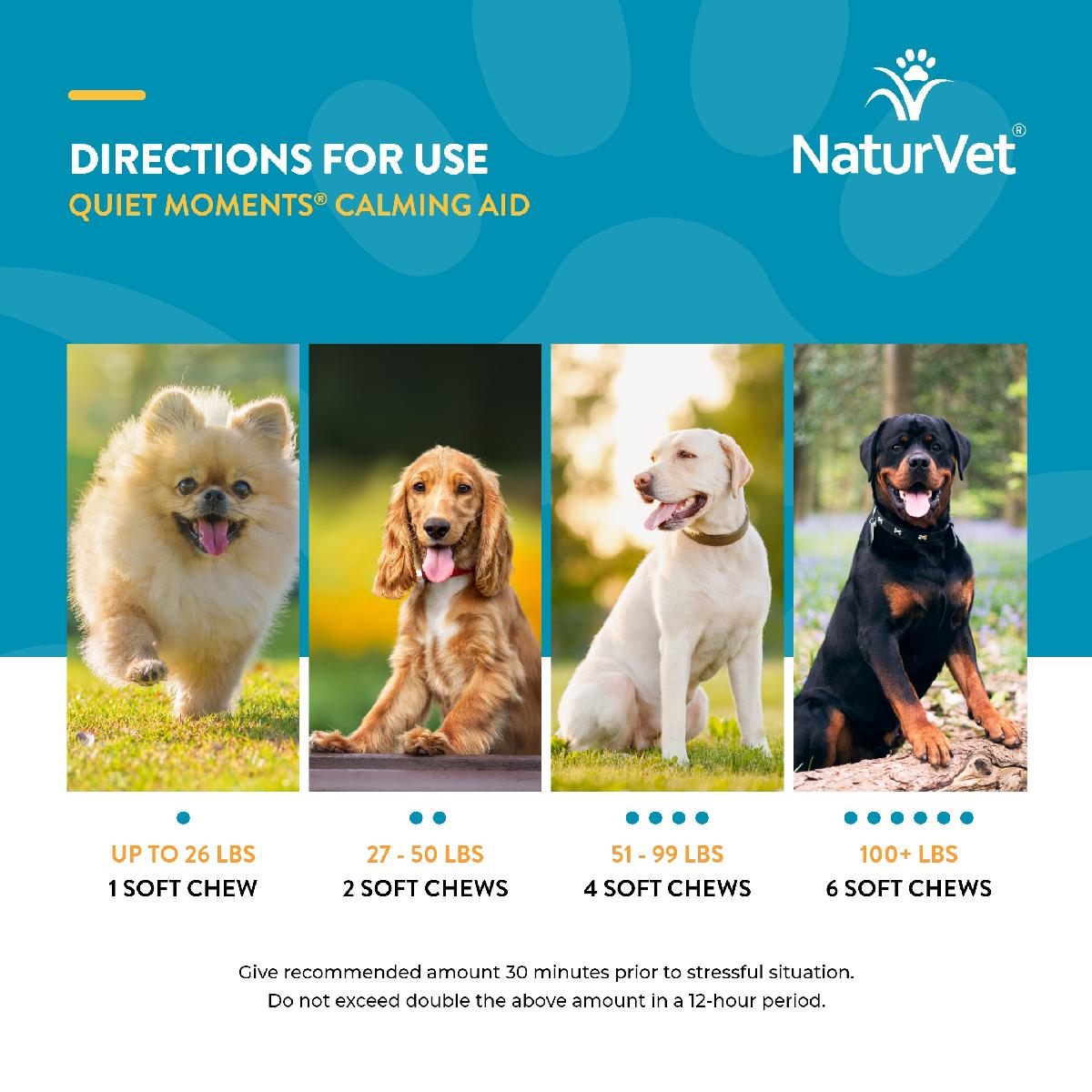 NaturVet Quiet Moments Dog Soft Chews Plus Melatonin, 70 count