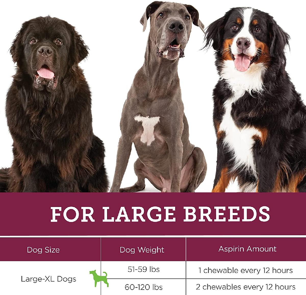Vetality Canine Aspirin for Large XL Dogs, 51+ lbs, Pain Relief, Chewable Tablets, 300 mg, 120 Count