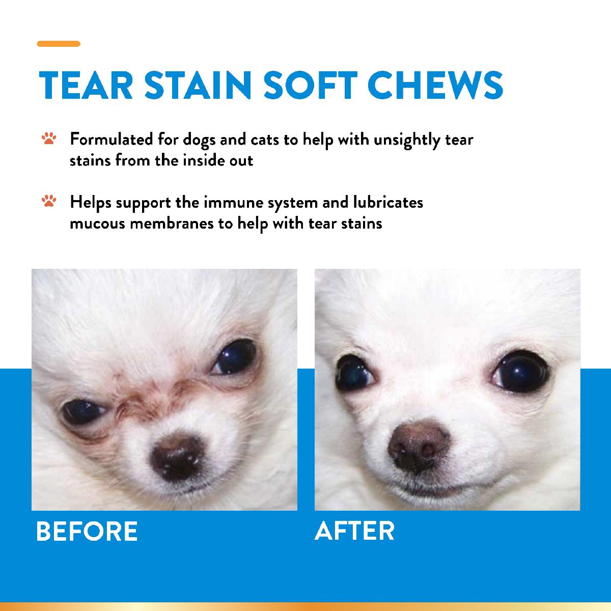 NaturVet Tear Stain Supplement Soft Chews Plus Lutein for Dogs and Cats, 70 count