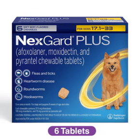 NexGard Plus for Dogs 17.1-33 lbs, 6 Chewables