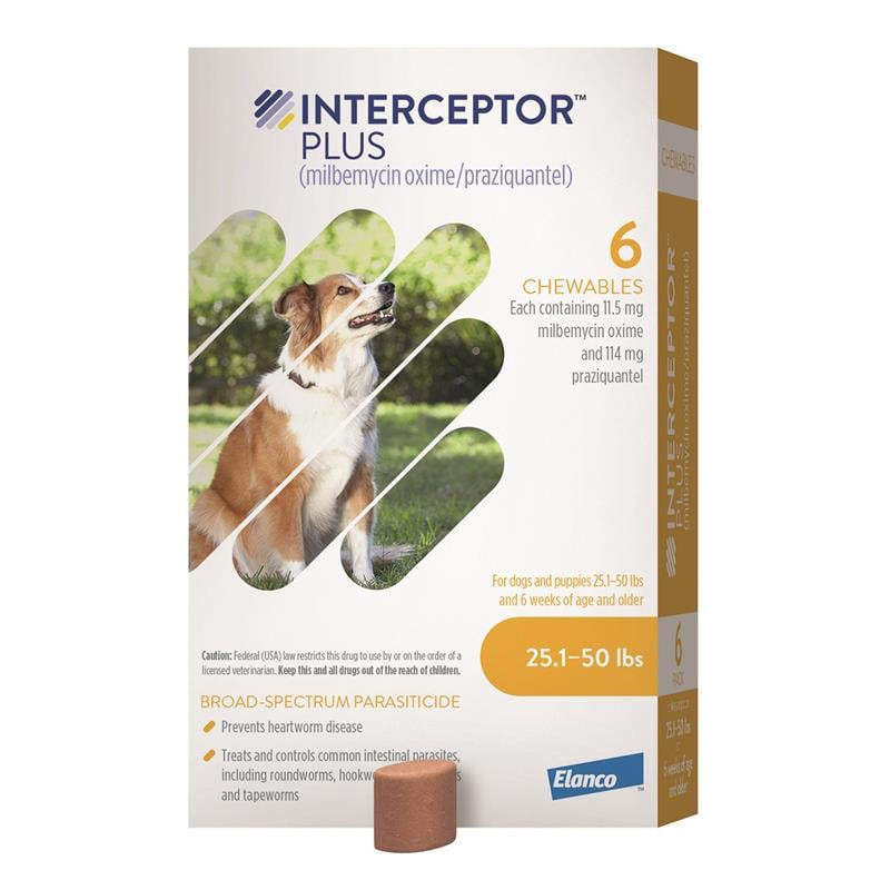 Interceptor Plus Chewable for Dogs 25.1-50 lbs