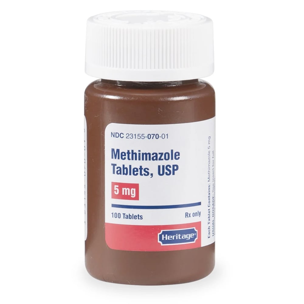 Methimazole Tablets for Cats 5 mg, 100 ct. Click to expand image