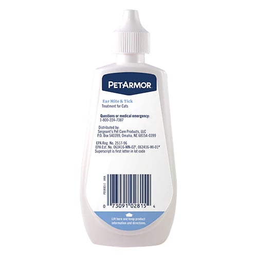 PetArmor Ear Mite & Tick Treatment for Cats 3 fl oz