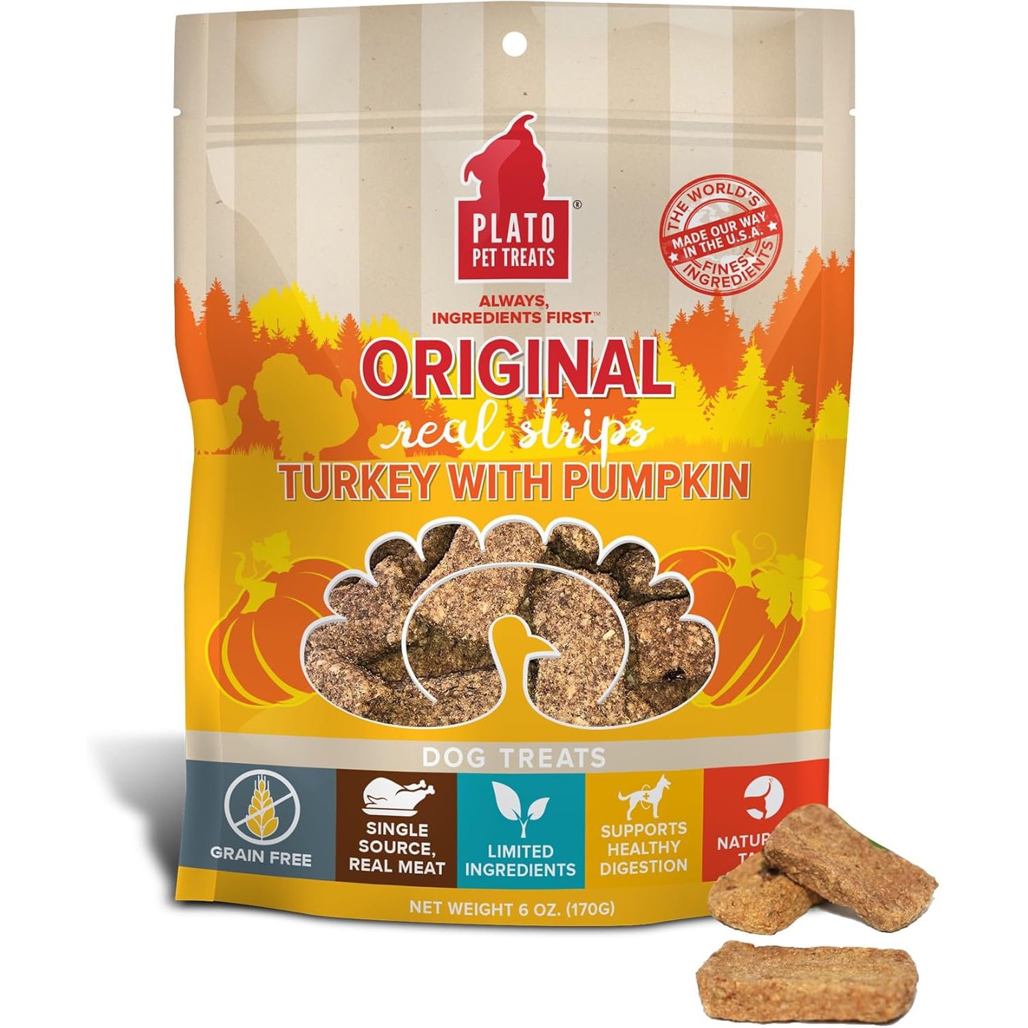 Plato Turkey and Pumpkin Dog Treat. Click to expand image