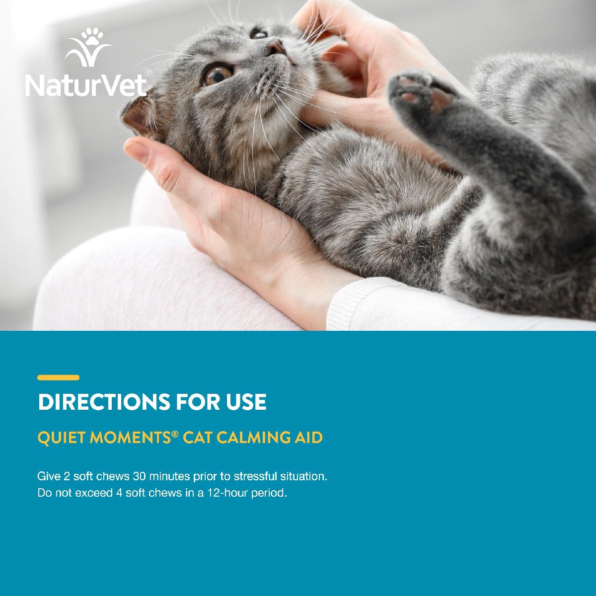 NaturVet Quiet Moments Cat Soft Chews Plus Melatonin, 60 count