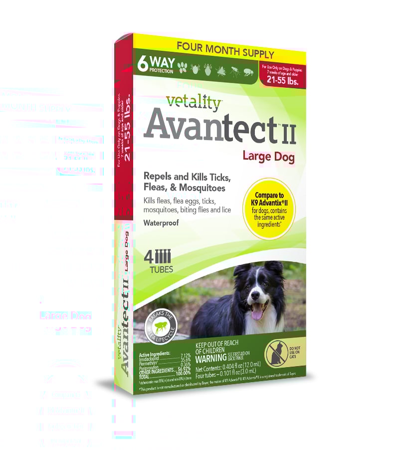 Vetality Avantect II for Large Dogs, 21 55 Pounds, 4 Doses