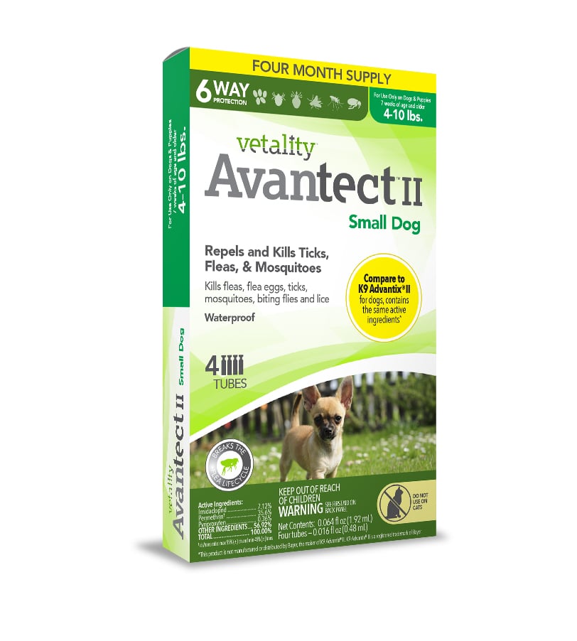 Vetality Avantect II for Small Dogs, 4 10 Pounds, 4 Doses