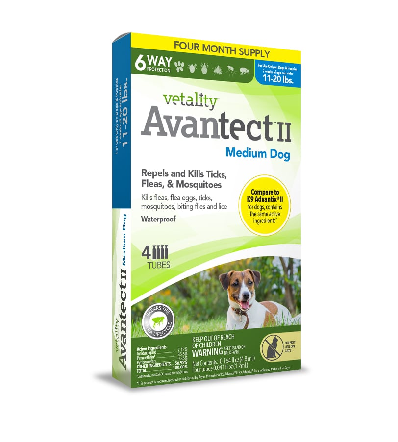 Vetality Avantect II for Medium Dogs, 11 20 Pounds, 4 Doses