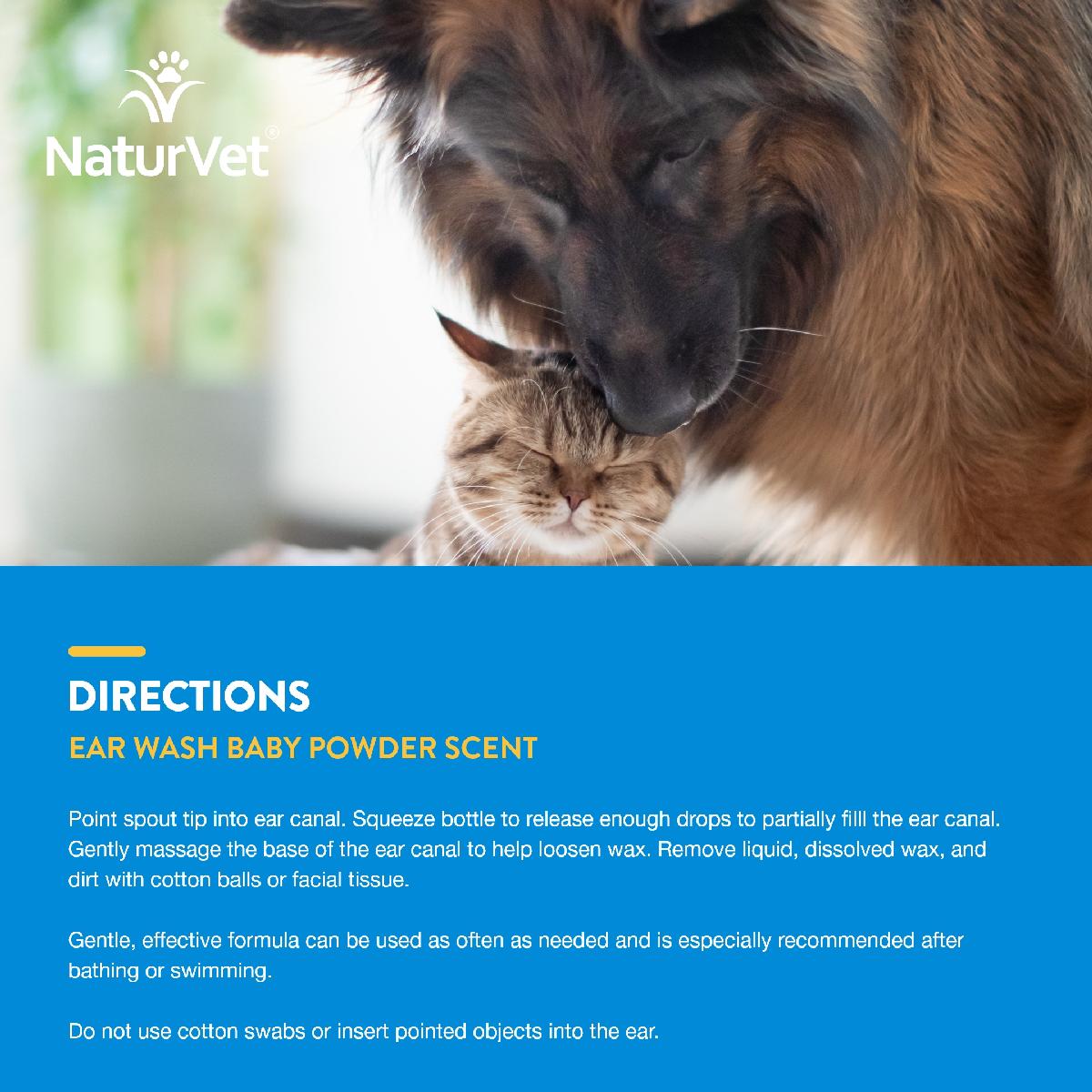NaturVet Ear Wash with Tea Tree Oil for Dogs and Cats, 8 oz