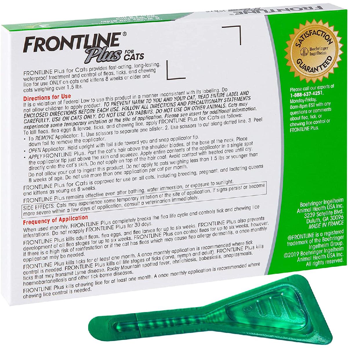Frontline Plus for Cat & Kitten, Flea & Tick Treatment, 3 doses