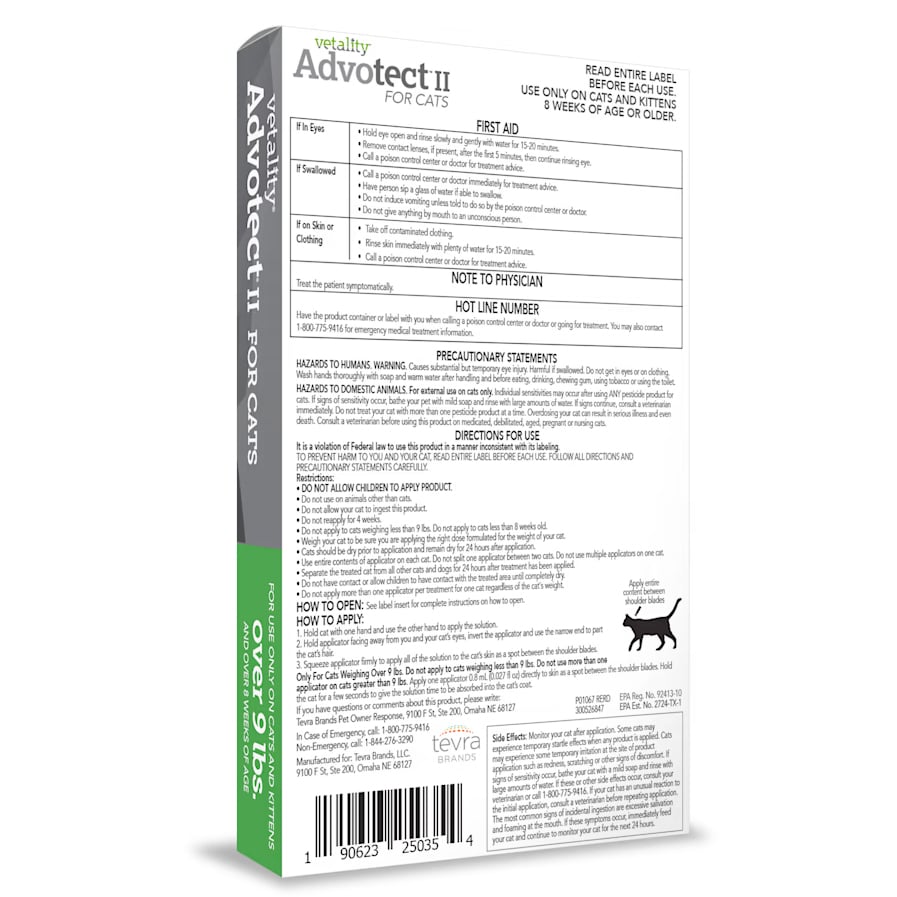 Vetality Advotect II for Cats, Over 9 lbs, 6 doses