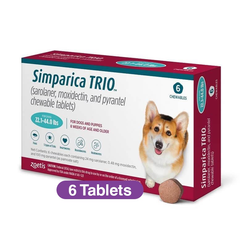 Simparica Trio for Dogs lbs (6 Doses) PetPawsRx PetPawsRx