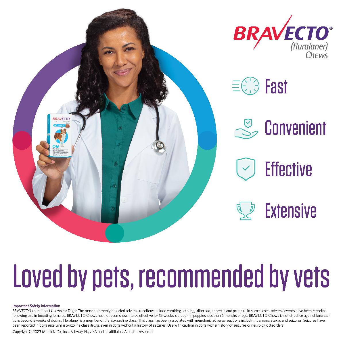 Bravecto Chews (fluralaner) Flea and Tick Treatment for Dogs by Merck, 9.9 22 lbs, 250 mg, 1 ct