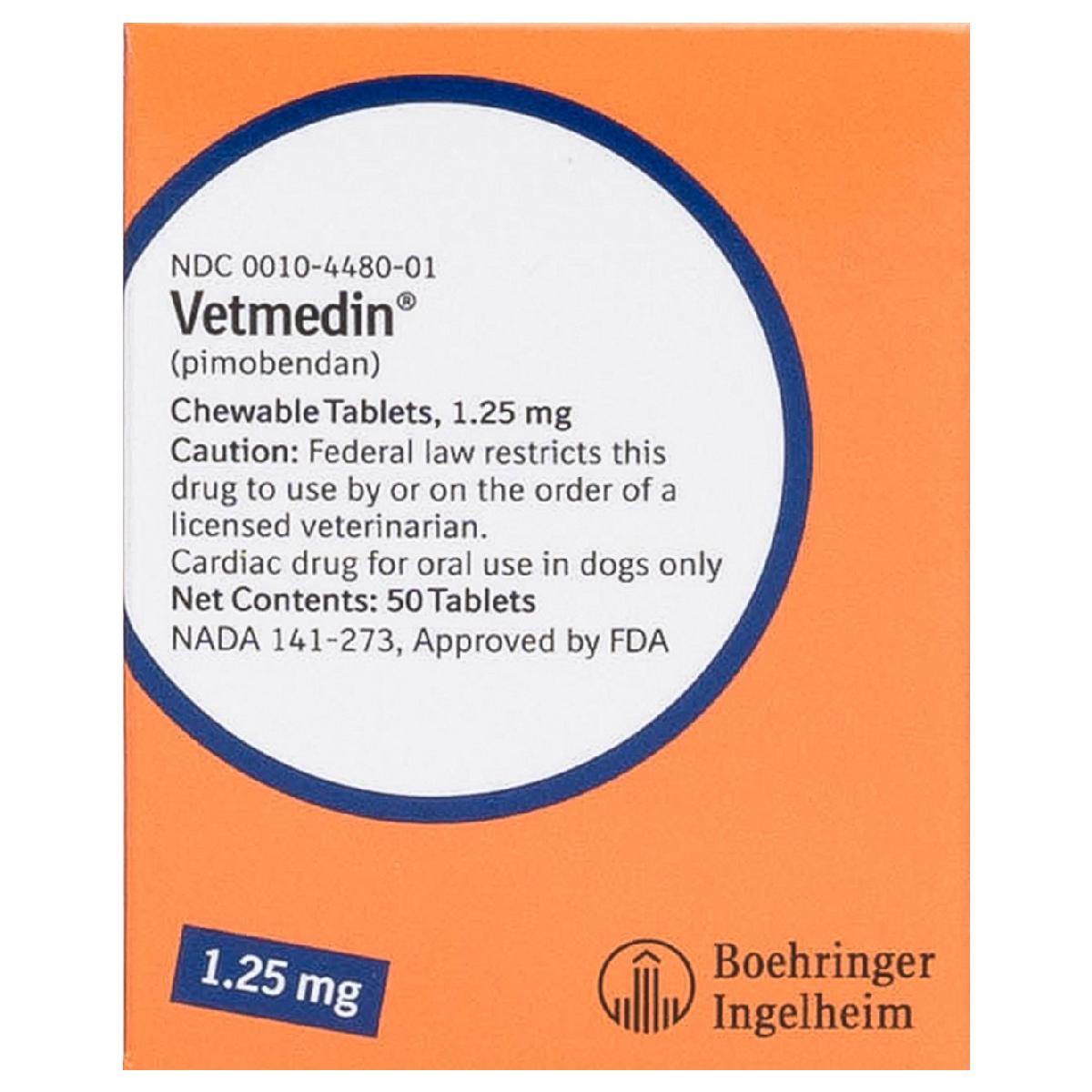 Vetmedin (pimobendan) Chewable Tablets 1.25 mg, 50 ct. Click to expand image