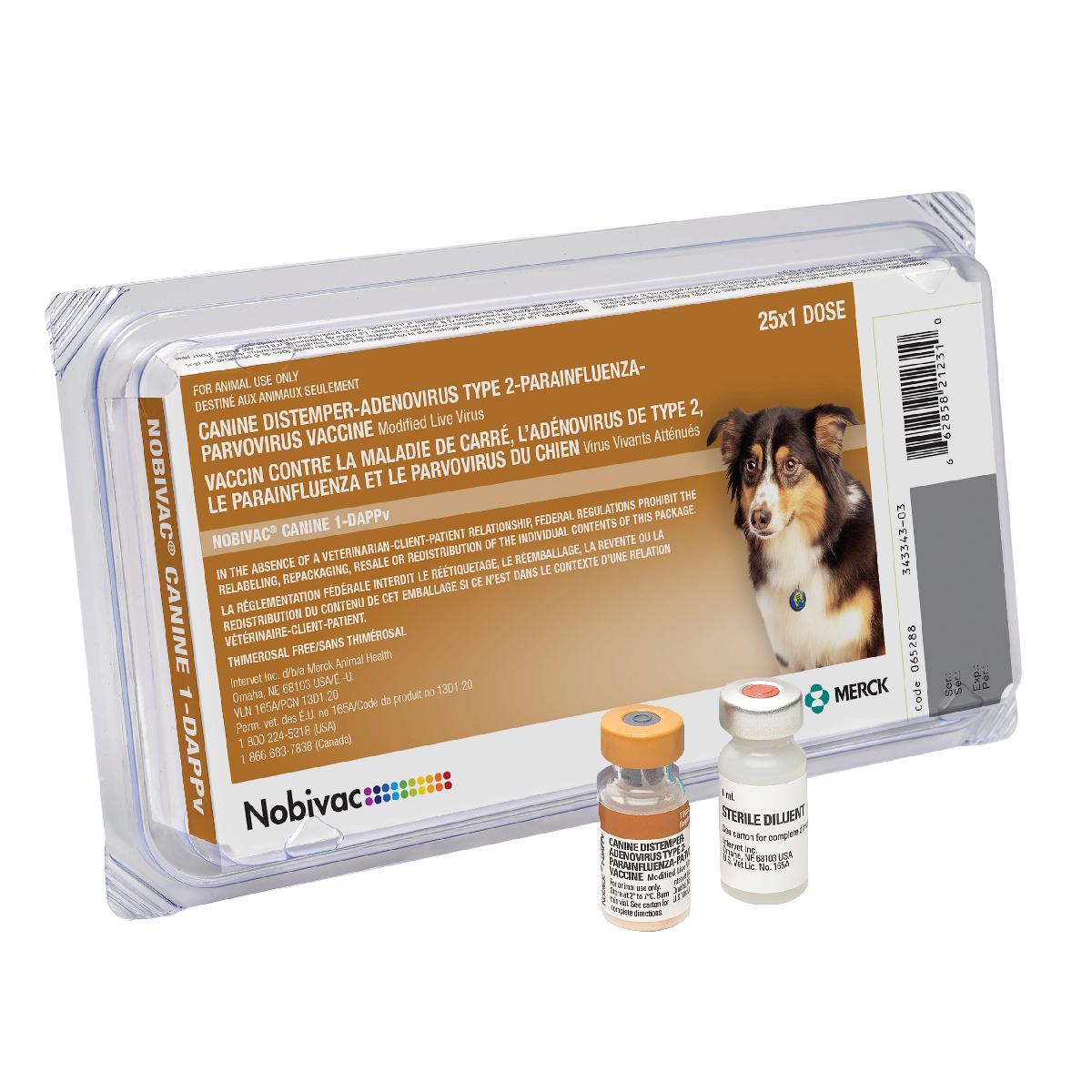 Nobivac Canine 1 DAPPv, 25x1 single dose. Click to expand image